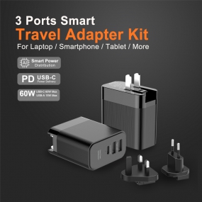 3 Ports Smart Travel Adapter Kit